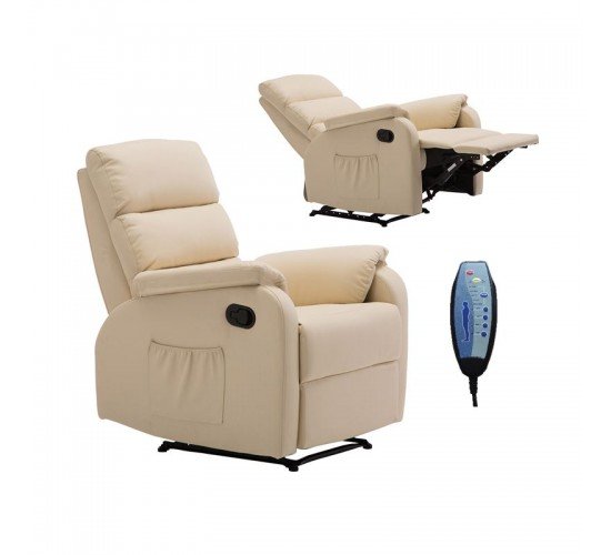 COMFORT Massage Πολυθρόνα Relax, Σαλονιού - Καθιστικού, PU Μπεζ  74x90x98cm [-Μπεζ-Tortora-Sand-Cappuccino-] [-PU - PVC - Bonded Leather-] Ε9733,1