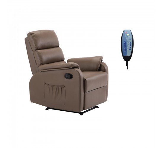 COMFORT Massage Πολυθρόνα Relax, Σαλονιού - Καθιστικού, PU Cappuccino  74x90x98cm [-Μπεζ-Tortora-Sand-Cappuccino-] [-PU - PVC - Bonded Leather-] Ε9733,4