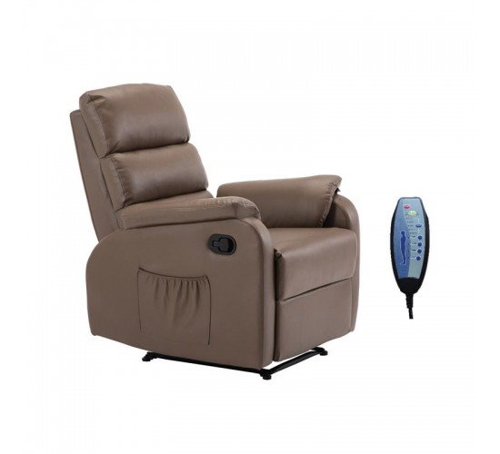 COMFORT Massage Πολυθρόνα Relax, Σαλονιού - Καθιστικού, PU Cappuccino  74x90x98cm [-Μπεζ-Tortora-Sand-Cappuccino-] [-PU - PVC - Bonded Leather-] Ε9733,4