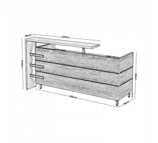 PROLINE Reception - Γραφείο Απόχρωση Καρυδί Δρυς - Μαύρο  180x75x110cm [-Καρυδί/Μαύρο-] [-Melamine-] ΕΟ943