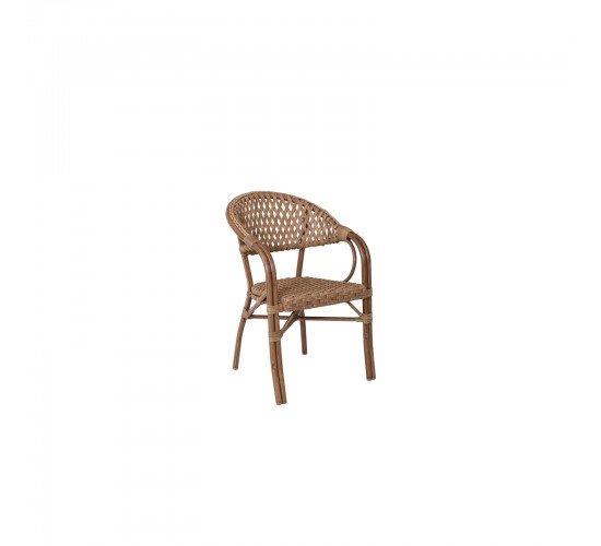 VEGERA Rattan Πολυθρόνα Dining Αλουμίνιο Φυσικό, Wicker Φυσικό, Στοιβαζόμενη  57x59x84cm [-Φυσικό-] [-Αλουμίνιο/Wicker-] Ε2580