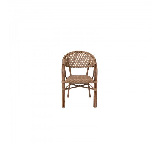 VEGERA Rattan Πολυθρόνα Dining Αλουμίνιο Φυσικό, Wicker Φυσικό, Στοιβαζόμενη  57x59x84cm [-Φυσικό-] [-Αλουμίνιο/Wicker-] Ε2580