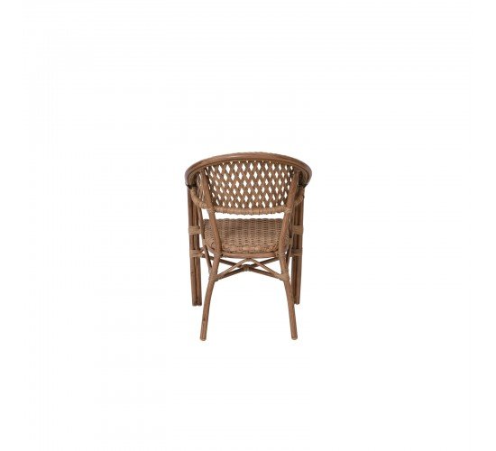 VEGERA Rattan Πολυθρόνα Dining Αλουμίνιο Φυσικό, Wicker Φυσικό, Στοιβαζόμενη  57x59x84cm [-Φυσικό-] [-Αλουμίνιο/Wicker-] Ε2580