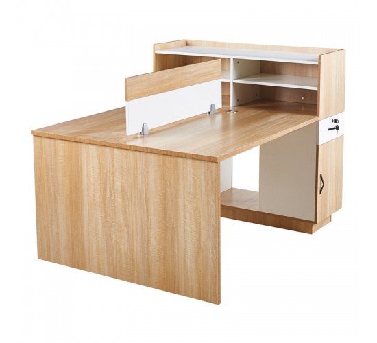 WORKSTATION Γραφείο - Σταθμός Εργασίας 2 Θέσεων, Melamine Απόχρωση Sonoma-Άσπρο  160x120x75cm [-Φυσικό-] [-Melamine-] ΕΟ4390