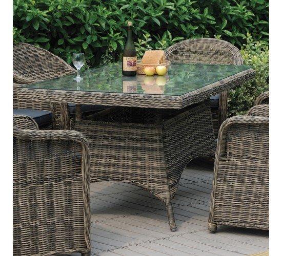 MONTANA Τραπέζι Dining Κήπου-Βεράντας ALU, Φ5mm Round Wicker Grey Brown  160x90 H.75cm [-Καφέ Γκρι-] [-Αλουμίνιο/Wicker-] Ε655,2