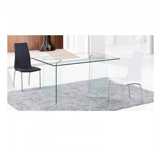 GLASSER Τραπέζι - Γραφείο Διάφανο Γυαλί 12mm  150x90x75cm [-Clear-] [-Bent Glass - Γυαλί-] ΕΜ727