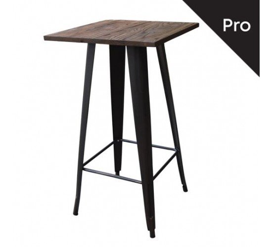 RELIX Wood Τραπέζι Bar-Pro, Μέταλλο Βαφή Antique Black, Απόχρωση Ξύλου Dark Oak  60x60x104cm [-Μαύρο/Καρυδί-] [-Μέταλλο/Ξύλο-] Ε5197,10