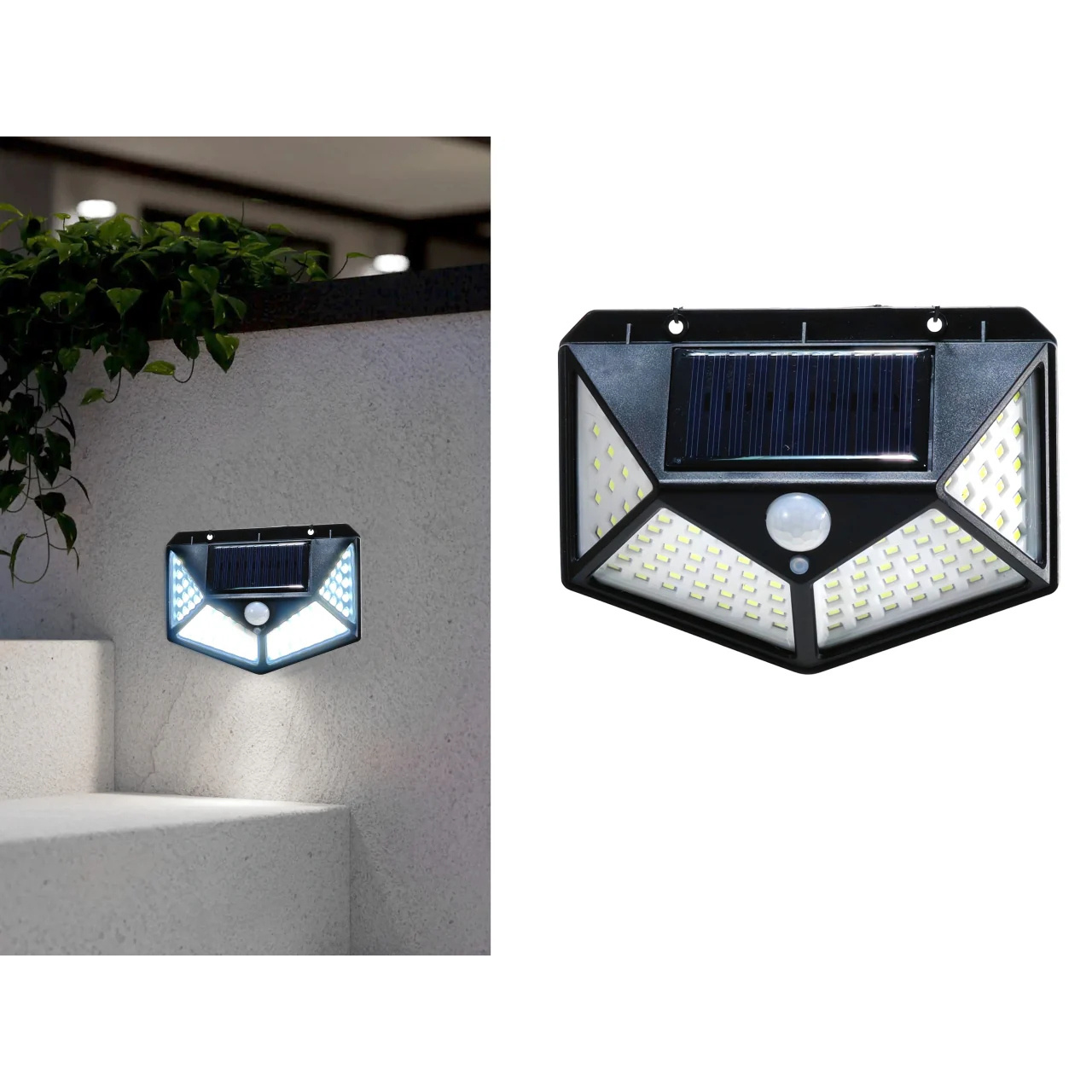 Φωτιστικό Τοίχου LED Ηλιακό Με Αισθητήρα Κίνησης 200lm Μαύρο Πλαστικό 14x10x5cm