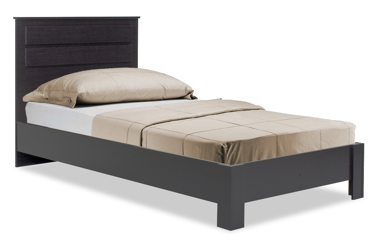 Κρεβάτι μονό OLYMPUS σε χρώμα wenge 100x200εκ Υλικό: CLIPBOARD 16mm & 18mm- 3D PAPER WOOD 123-000049
