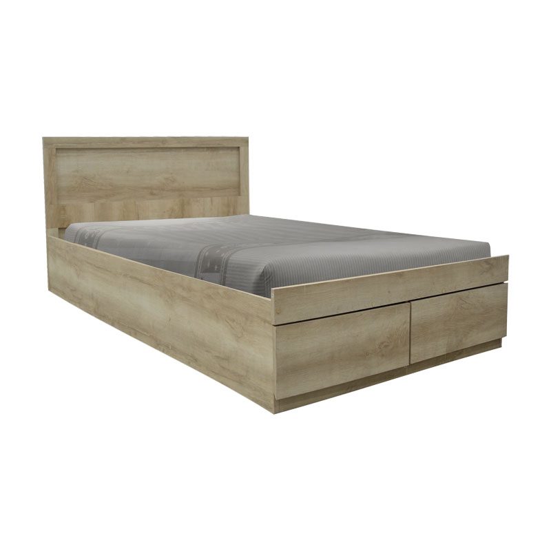 Κρεβάτι μονό Nalos με συρτάρι castillo-oak 100x200εκ Υλικό: PAPER LAMINATED PARTICLE BOARD - MDF BOARD 123-000207
