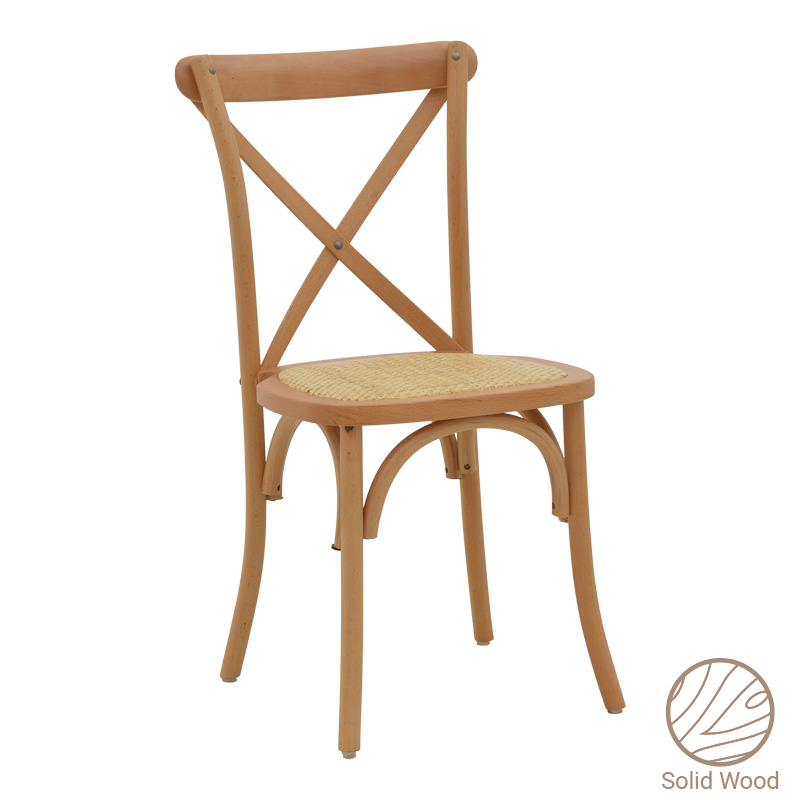 Καρέκλα Dylon στοιβαζόμενη καρυδί ξύλο οξιάς-έδρα φυσικό rattan 48x52x89εκ Υλικό: BEECH WOOD - RATTAN 263-000020