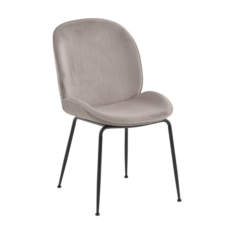 Καρέκλα Adelaide γκρι βελούδο-πόδι μαύρο μέταλλο 47x64x88εκ Υλικό: METAL - VELVET 264-000008
