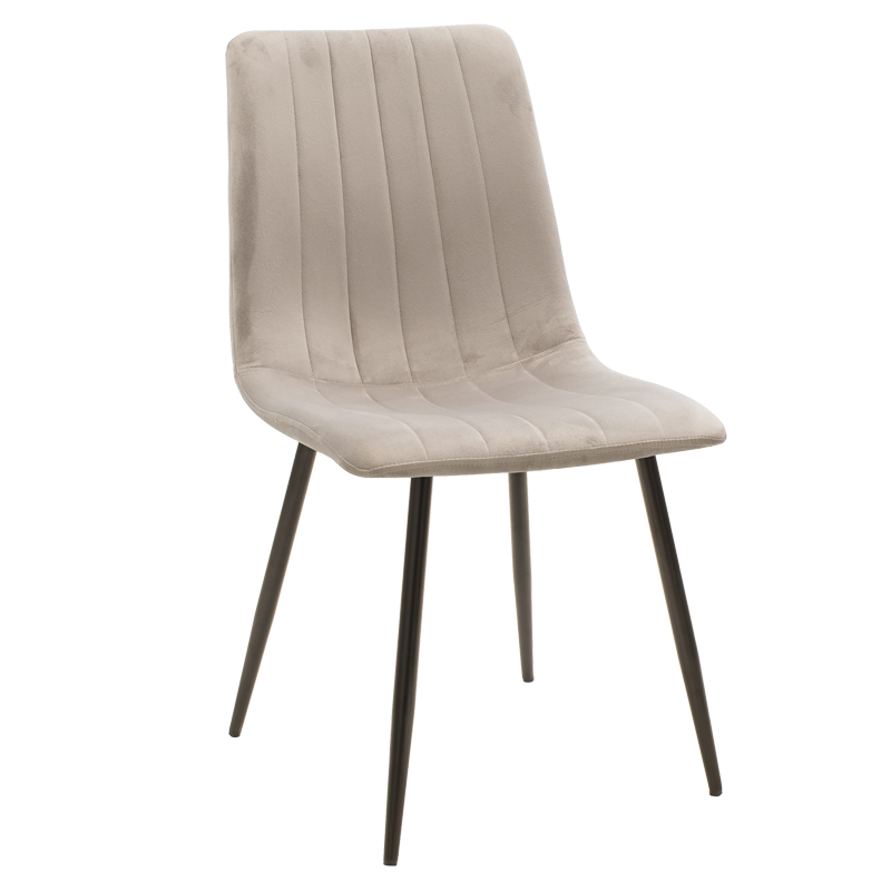 Καρέκλα Noor γκρι βελούδο-πόδι μαύρο μέταλλο 44x55x86εκ Υλικό: METAL - VELVET FABRIC 264-000014