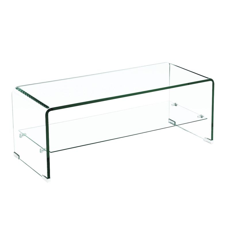 GLASSER Τραπεζάκι Σαλονιού Καθιστικού  Ράφι  100x50x43cm [-Clear-] [-Bent Glass - Γυαλί-] ΕΜ731